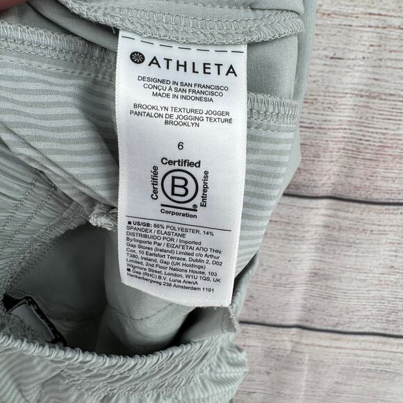 Athleta Brooklyn Textured Jogger Pants Womens 6 Striped Green Athleisure - Picture 10 of 12